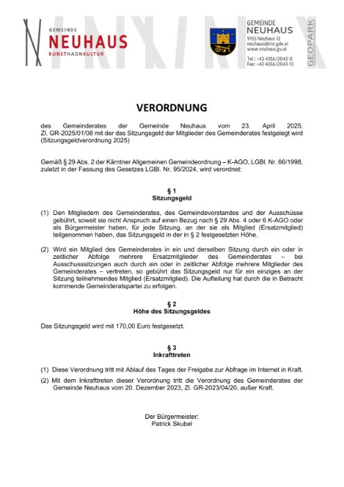 Sitzungsgeldverordnung 2025