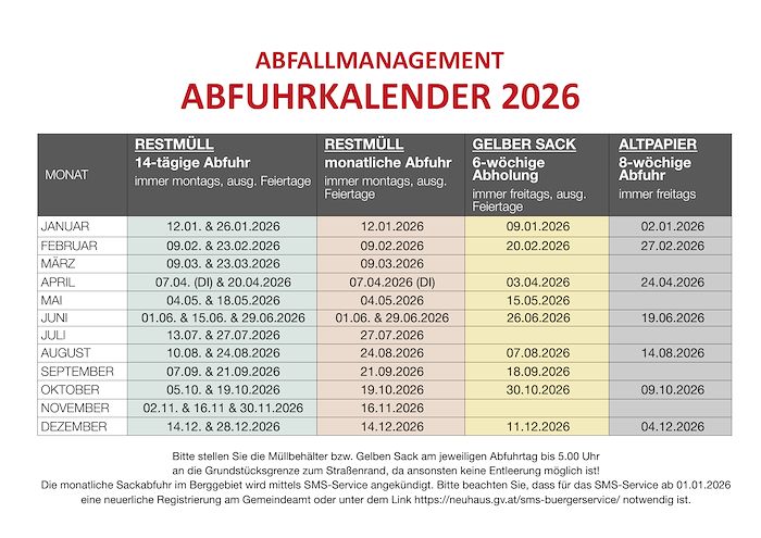 Abfuhrkalender 2026