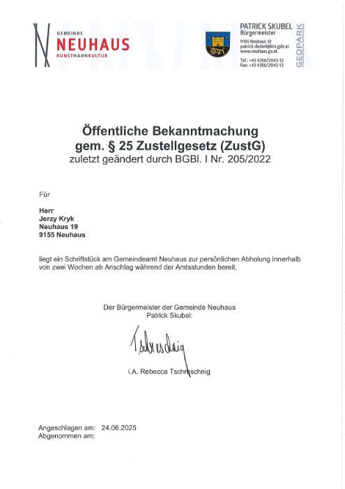 Öffentliche Bekanntmachung