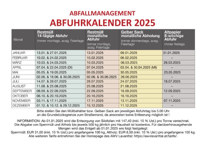 Müllabfuhrkalender 2025