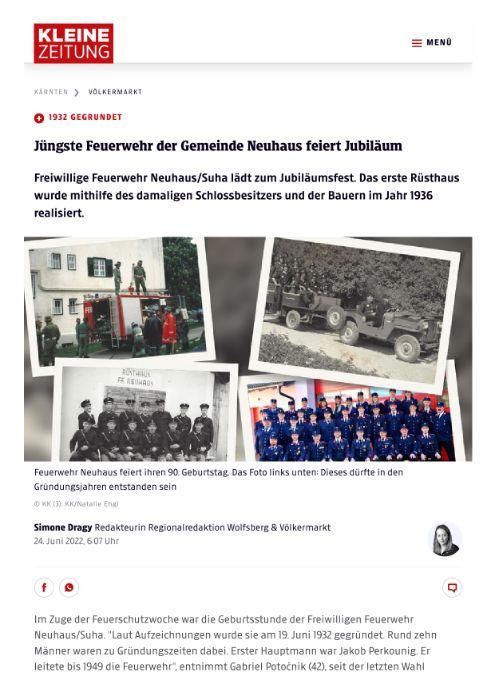 1932 gegründet_ Jüngste Feuerwehr der Gemeinde Neuhaus feiert Jubiläum _ Kleine Zeitung.pdf