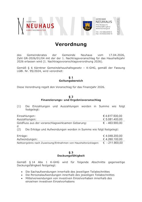 1. Nachtragsvoranschlag 2026